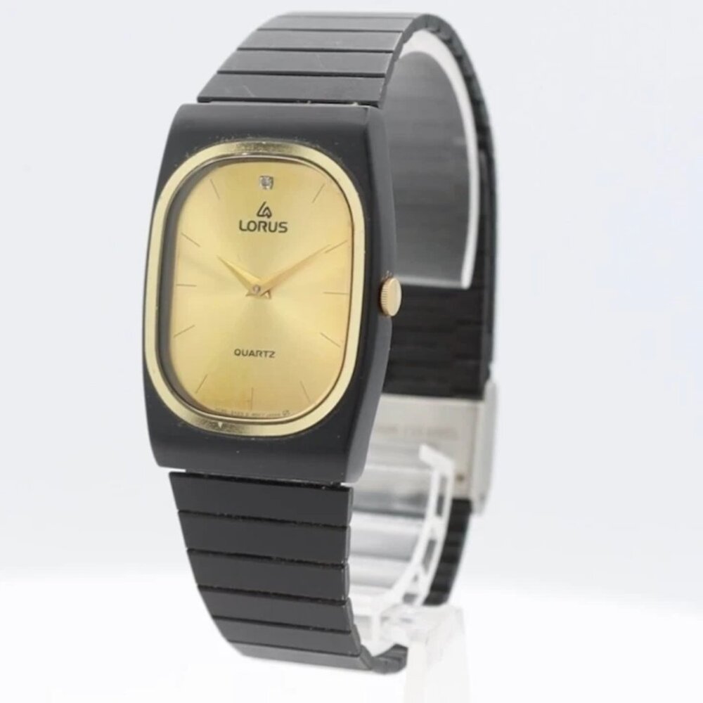 Vintage Lorus Y130-5180 Gold Sunburst Men's Quartz Wristwatch Japan PVD